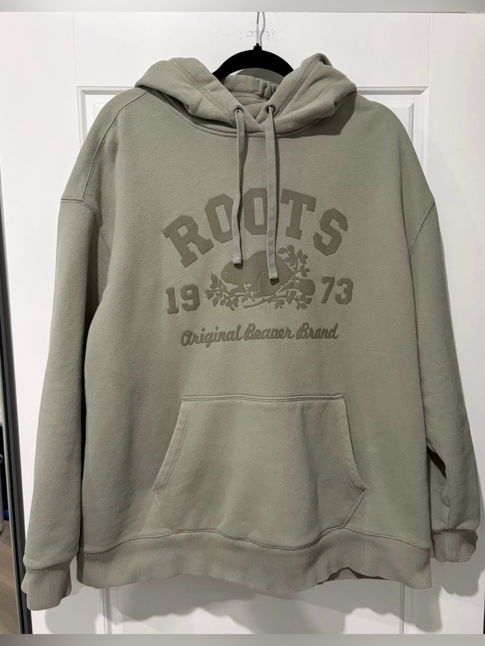 Roots Woman’s Olive Crewneck Hoodie with Tonal Logo